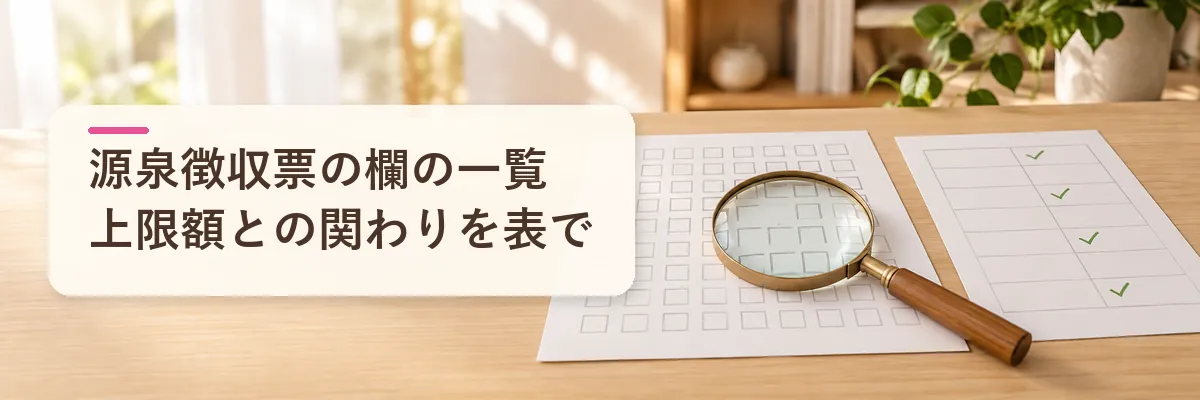 源泉徴収票の欄の一覧｜上限額との関わりを表で確かめる