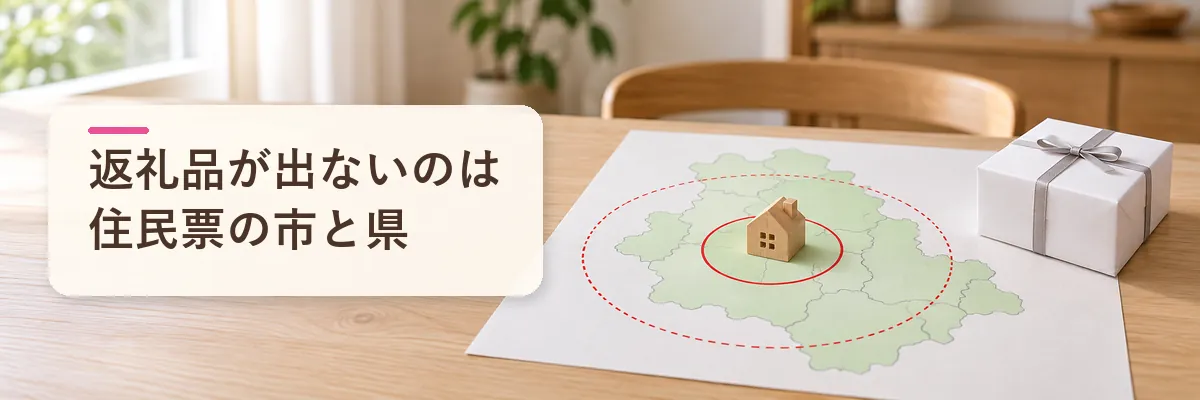 返礼品が出ないのは住民票の市と県