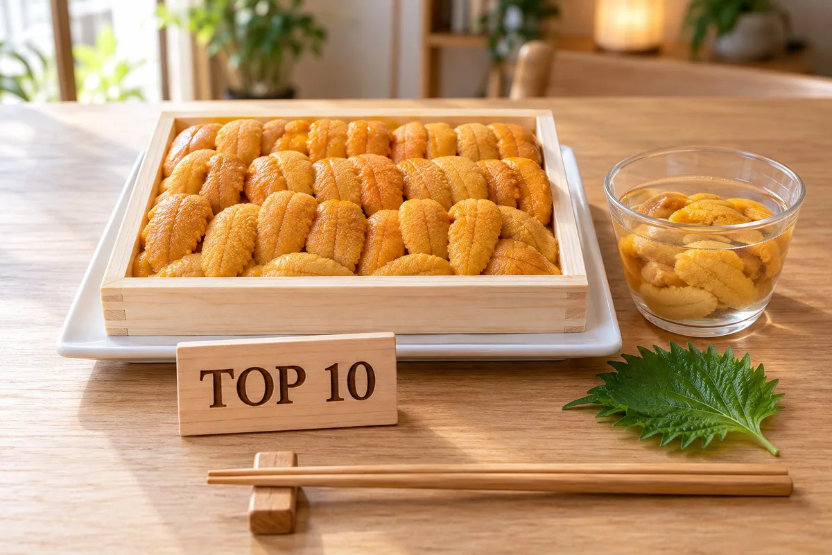 楽天ふるさと納税のうにおすすめTOP10、木の折に並んだ生うにと塩水うに